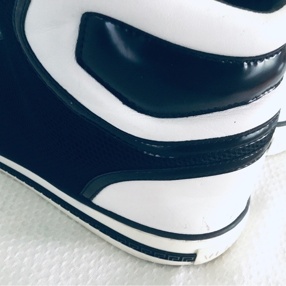 PRE OWNED Versace Leather/Nylon Men’s Hightop Black White Sneaker Sz 43EU / 10US - Picture 8 of 16